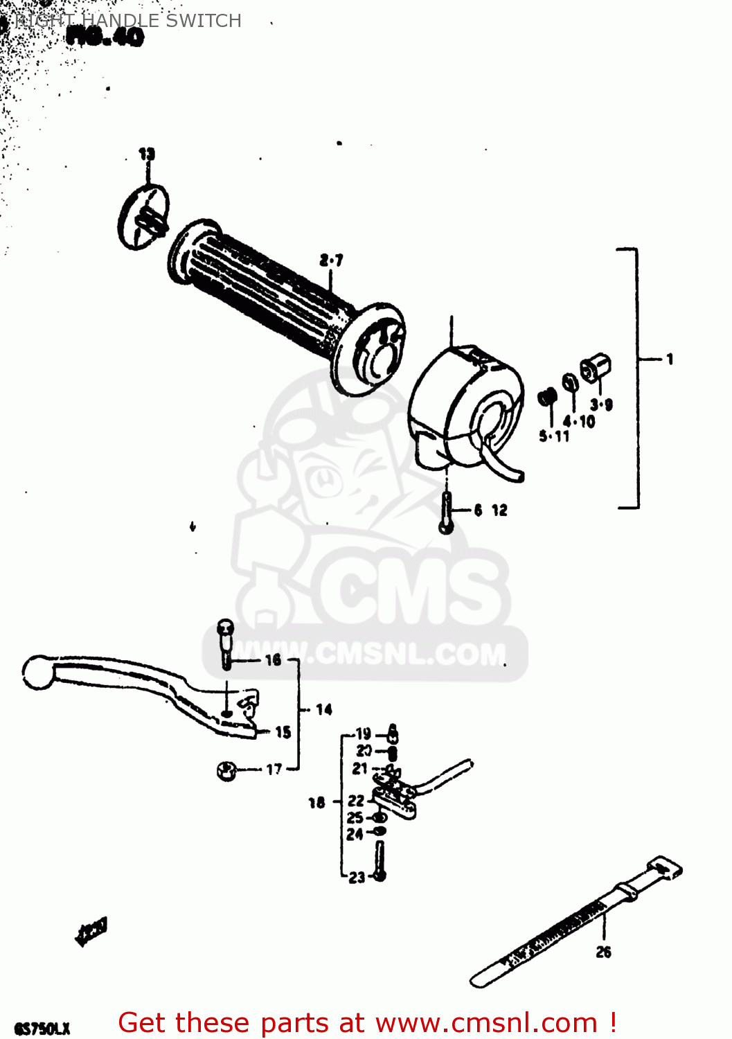 RIGHT HANDLE SWITCH GS750L 1980 (T) USA (E03)