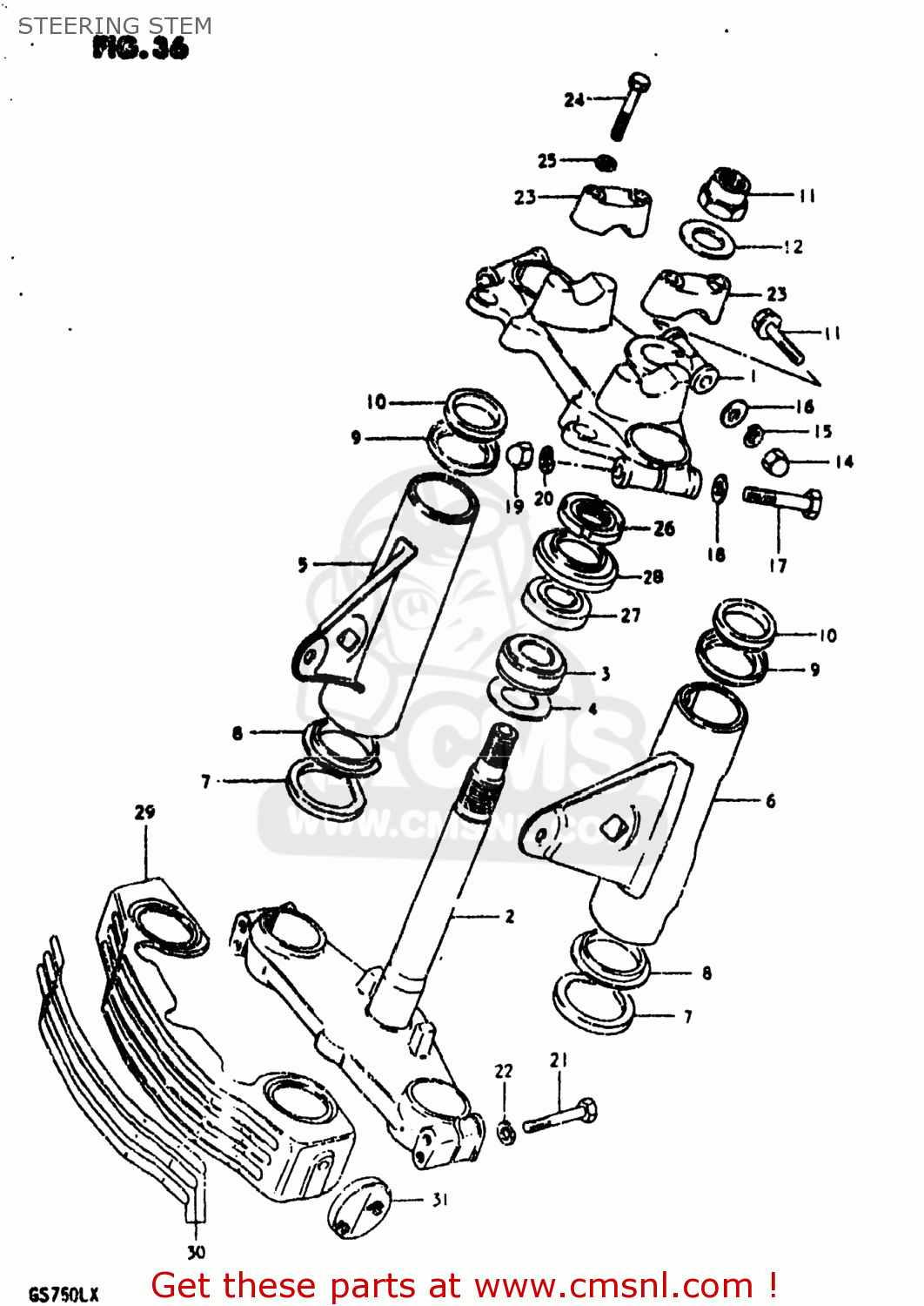 STEERING STEM GS750L 1980 (T) USA (E03)