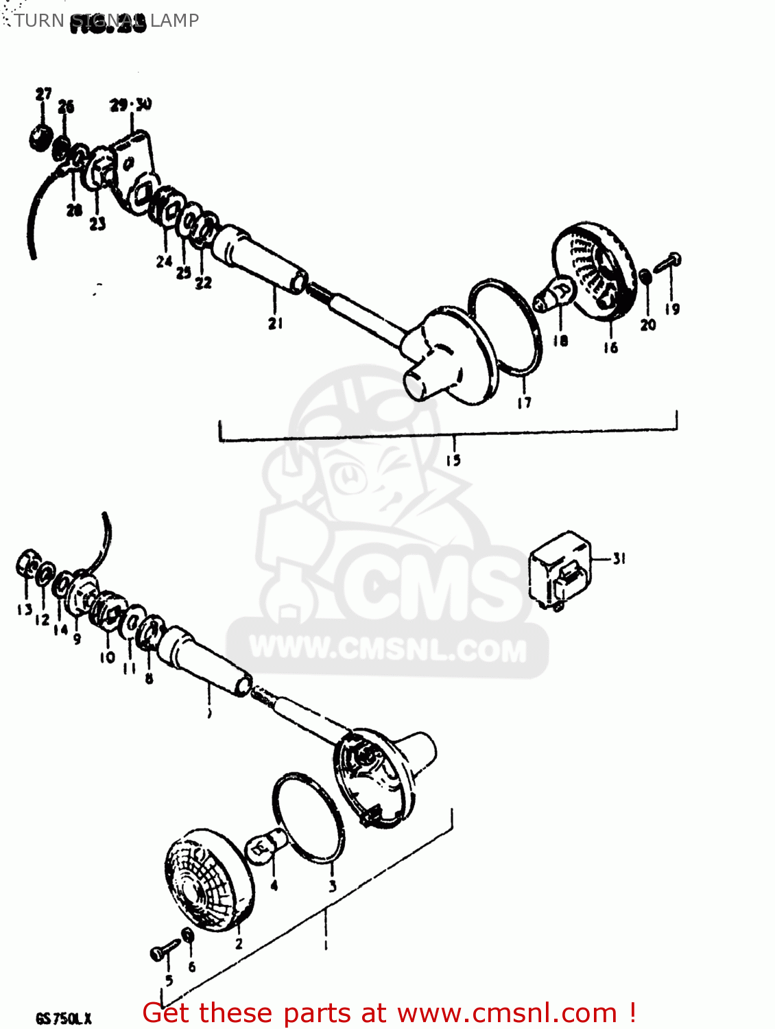 TURN SIGNAL LAMP GS750L 1980 (T) USA (E03)