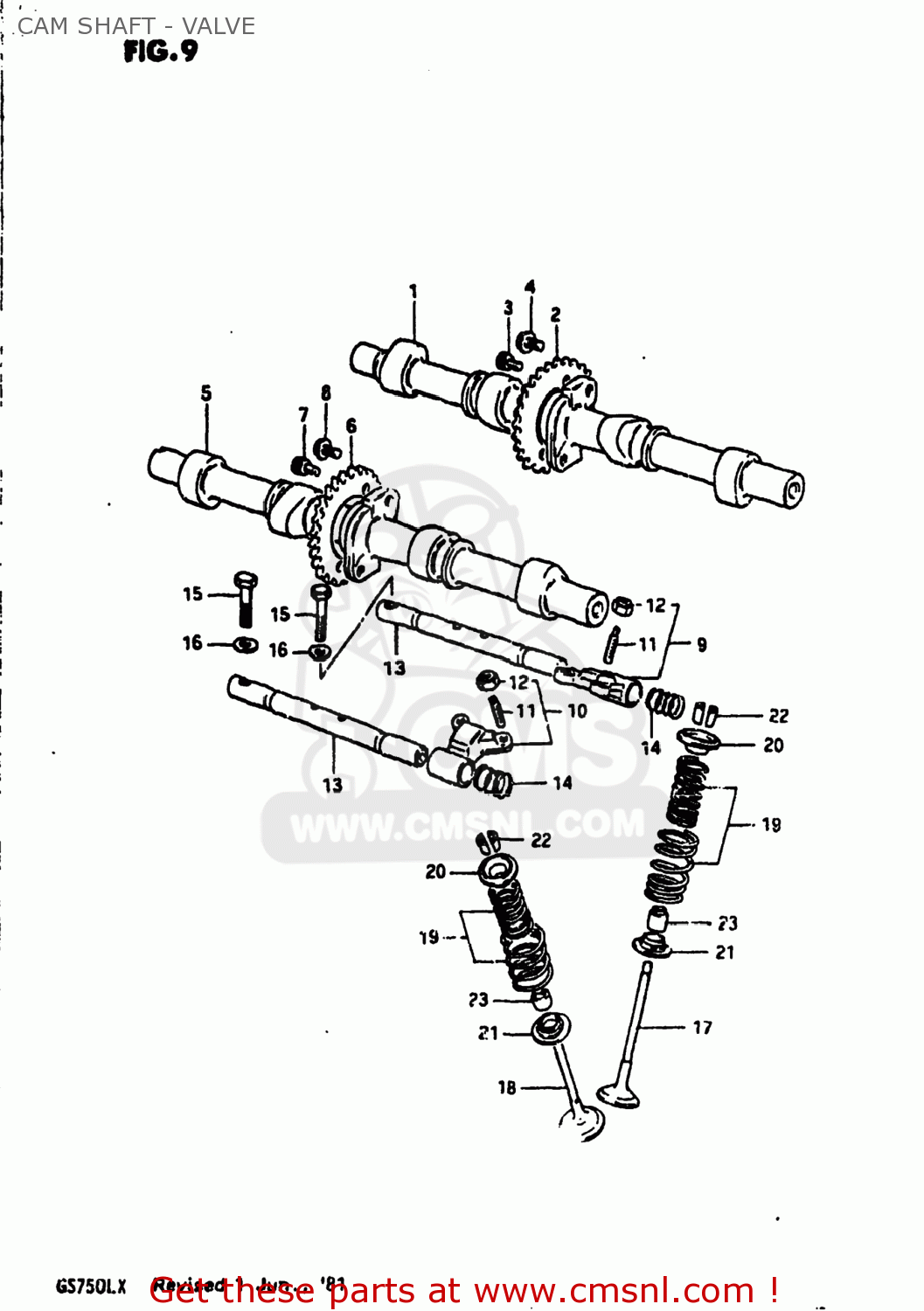 CAM SHAFT - VALVE GS750L 1981 (X) USA (E03)