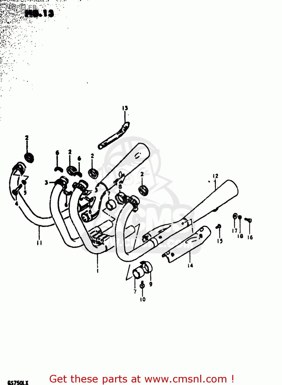 MUFFLER GS750L 1981 (X) USA (E03)