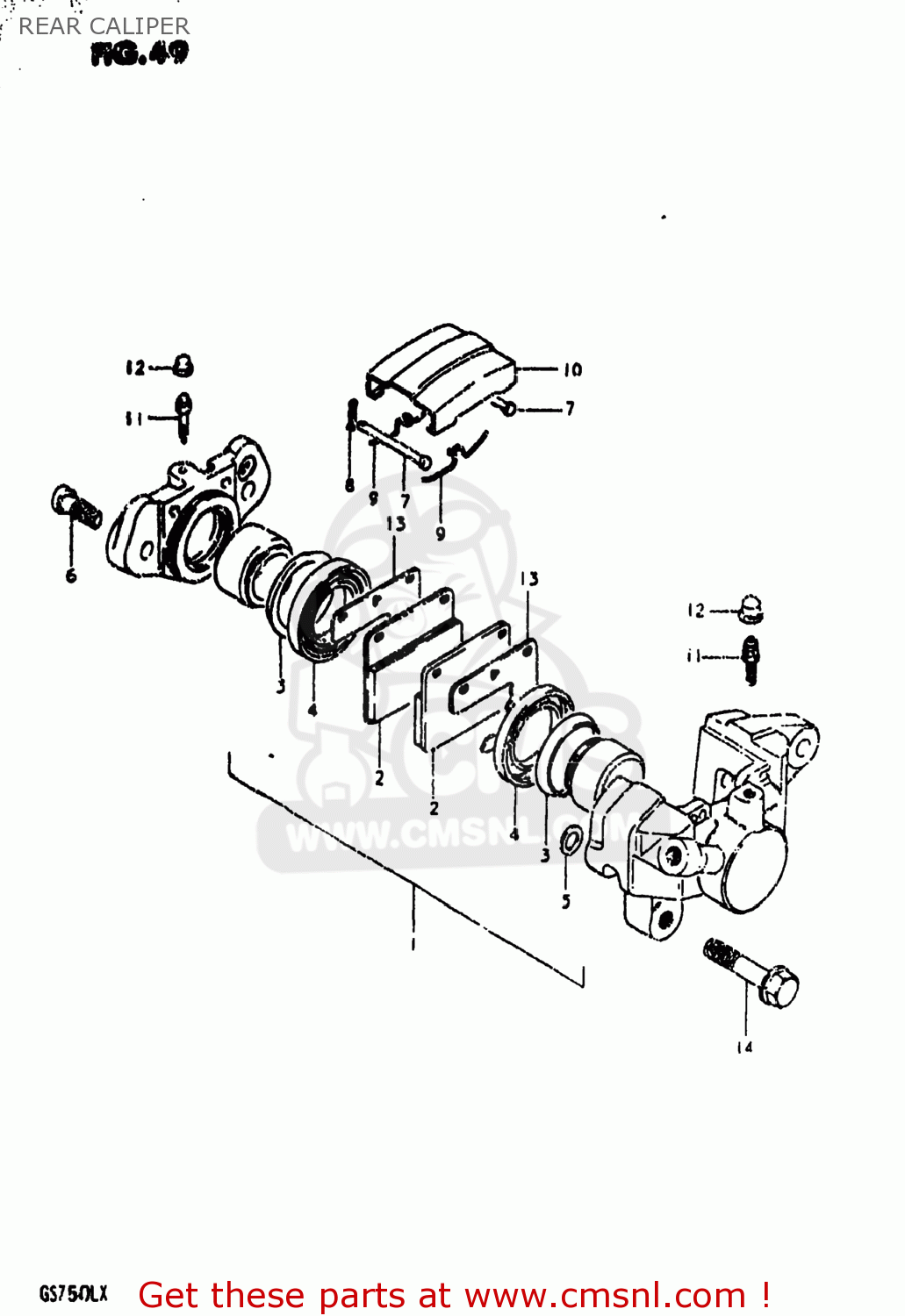 REAR CALIPER GS750L 1981 (X) USA (E03)