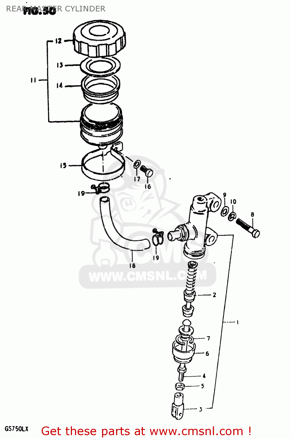 REAR MASTER CYLINDER GS750L 1981 (X) USA (E03)