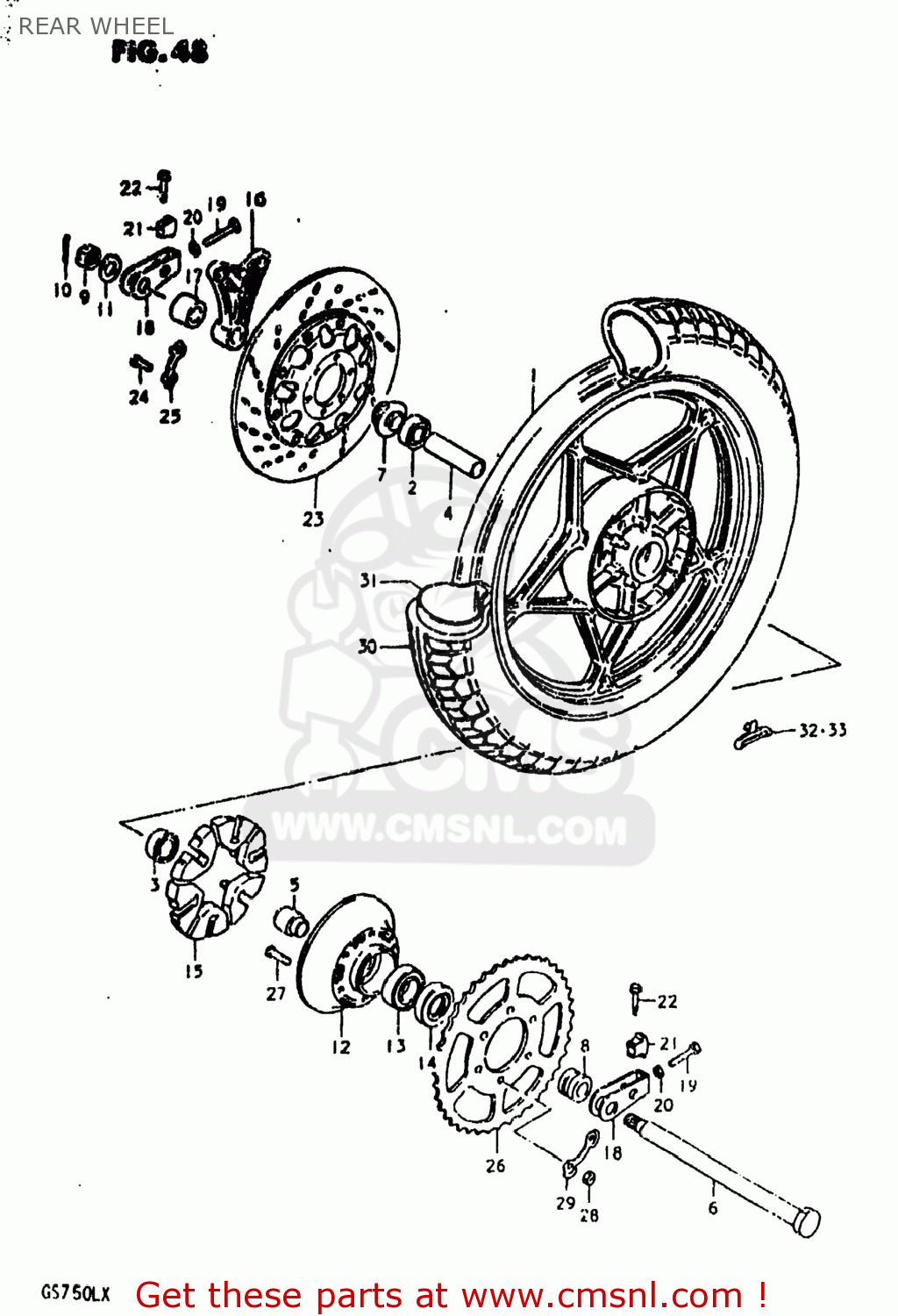 REAR WHEEL GS750L 1981 (X) USA (E03)