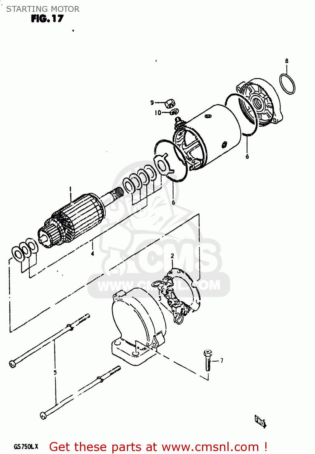 STARTING MOTOR GS750L 1981 (X) USA (E03)