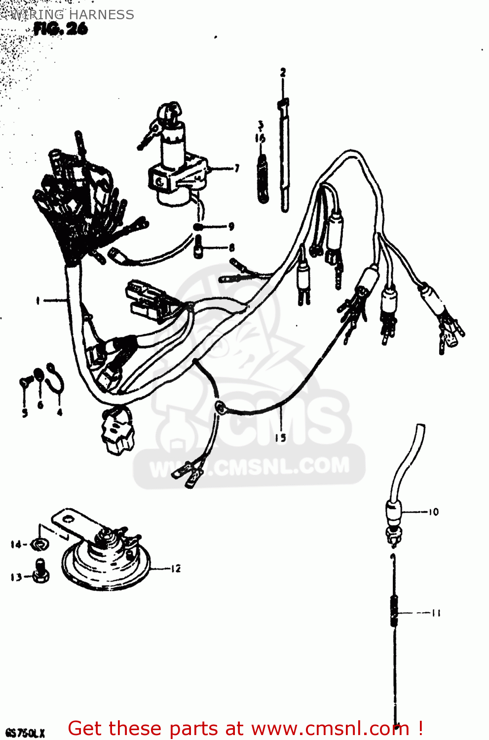 WIRING HARNESS GS750L 1981 (X) USA (E03)
