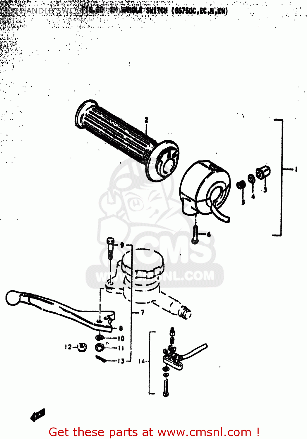 RH HANDLE SWITCH (GS750C GS750N 1977 (B) USA (E03)