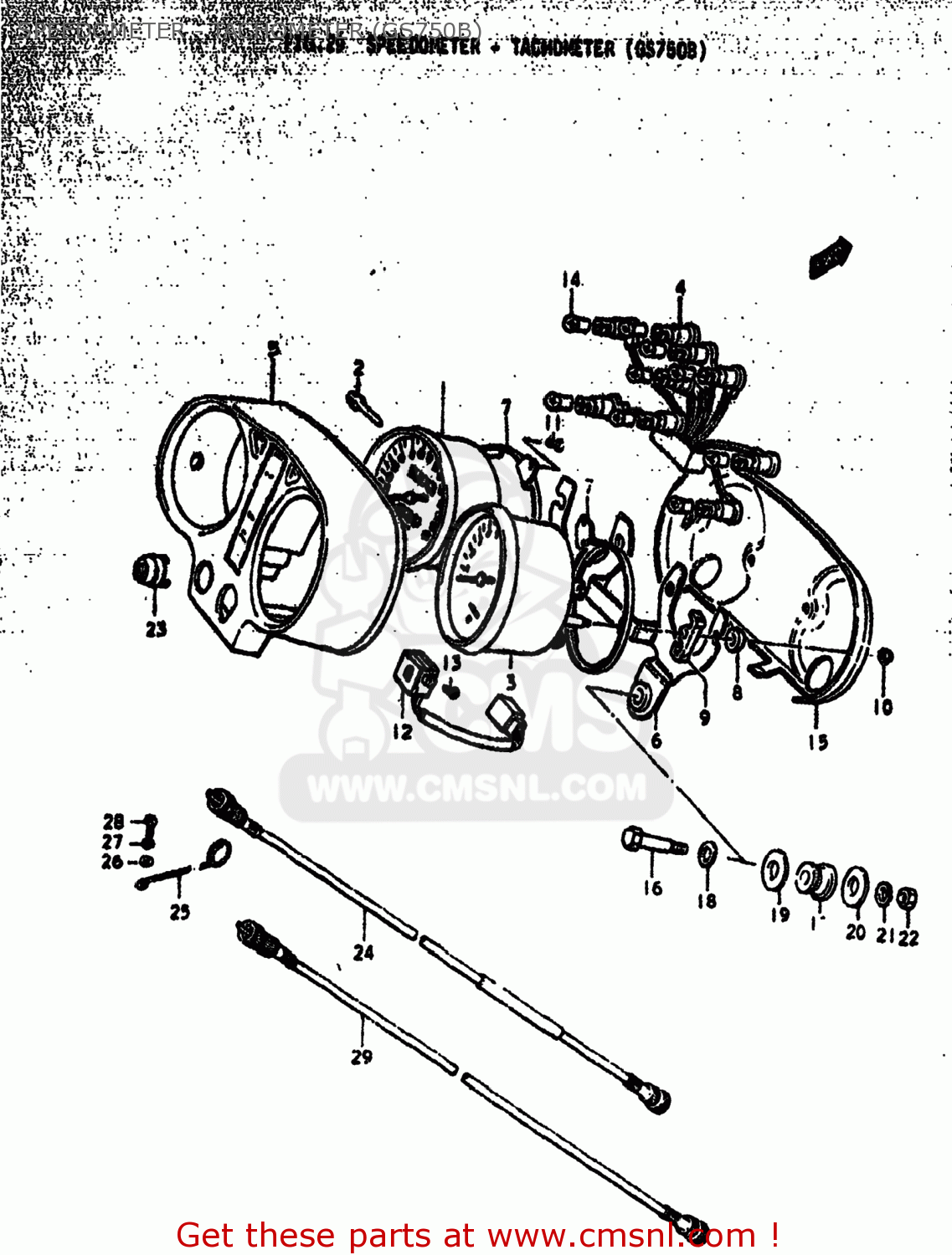 SPEEDOMETER - TACHOMETER (GS750B) GS750N 1977 (B) USA (E03)