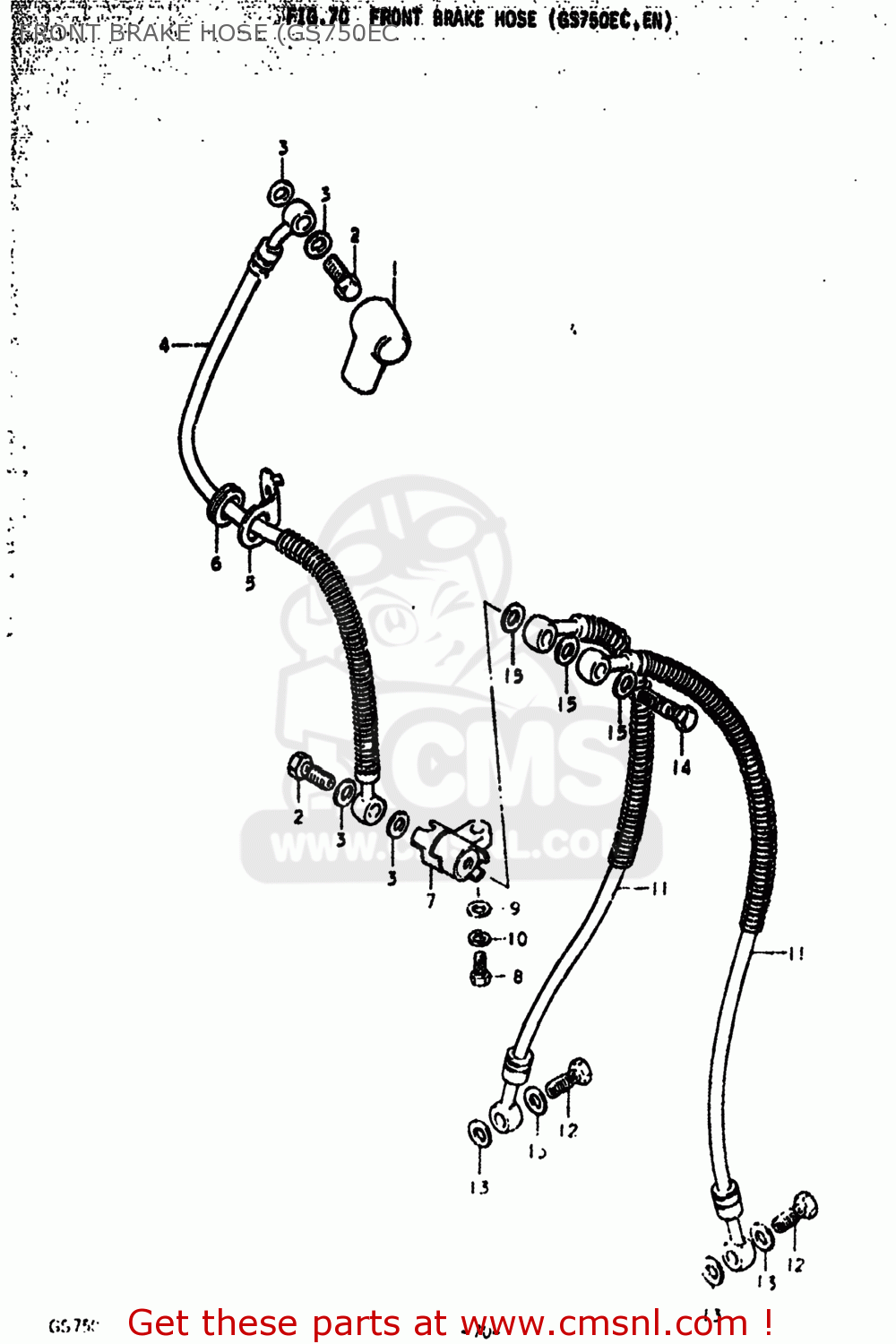 FRONT BRAKE HOSE (GS750EC GS750N 1978 (C) USA (E03)
