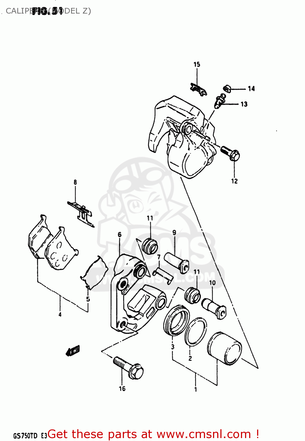 CALIPERS (MODEL Z) GS750T 1982 (Z) USA (E03)