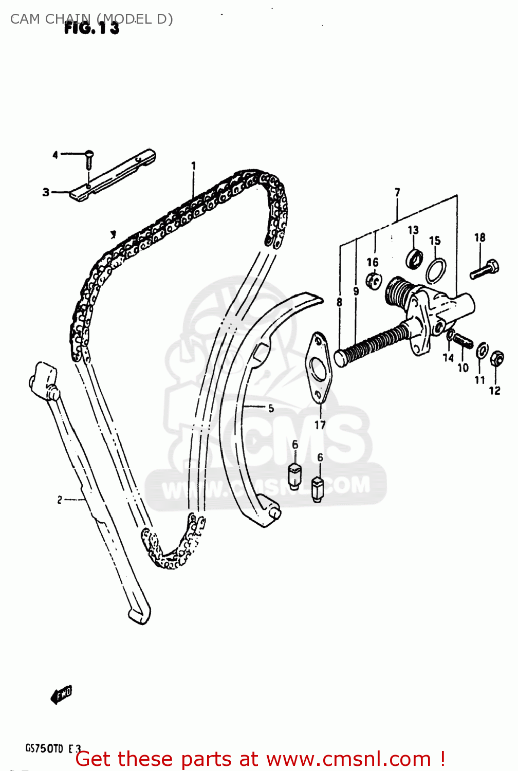 CAM CHAIN (MODEL D) GS750T 1982 (Z) USA (E03)