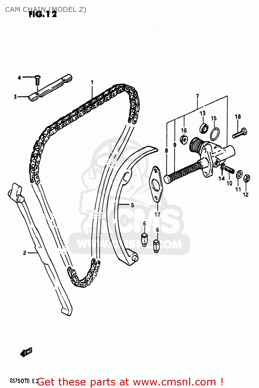 CAM CHAIN (MODEL Z) GS750T 1982 (Z) USA (E03)