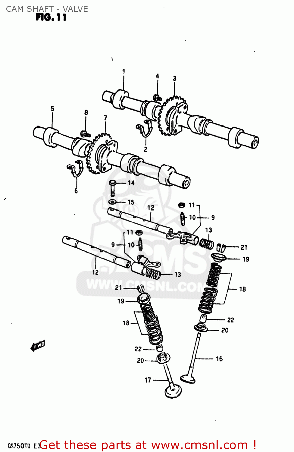 CAM SHAFT - VALVE GS750T 1982 (Z) USA (E03)