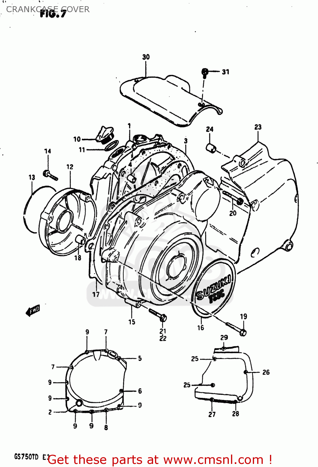 CRANKCASE COVER GS750T 1982 (Z) USA (E03)