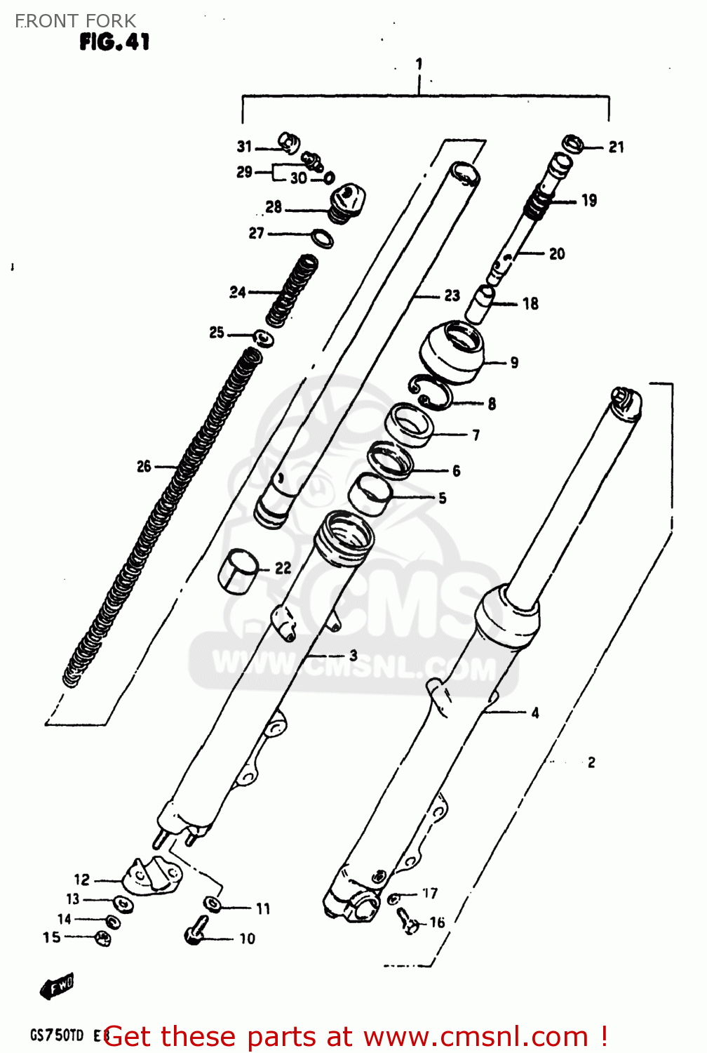 FRONT FORK GS750T 1982 (Z) USA (E03)