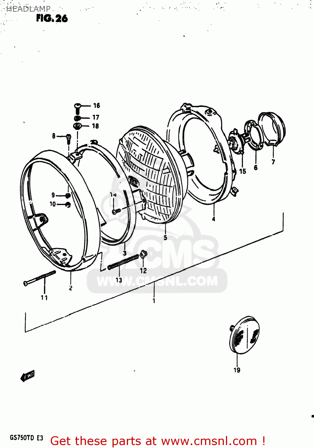 HEADLAMP GS750T 1982 (Z) USA (E03)