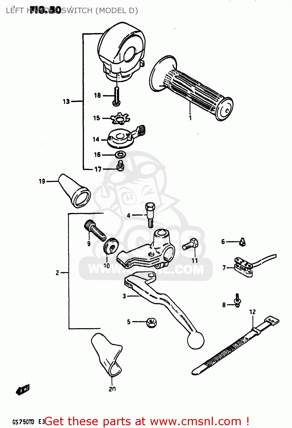 LEFT HANDLE SWITCH (MODEL D) GS750T 1982 (Z) USA (E03)