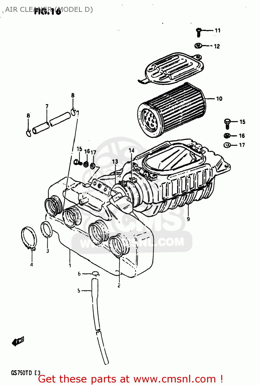 AIR CLEANER (MODEL D) GS750T 1983 (D) USA (E03)