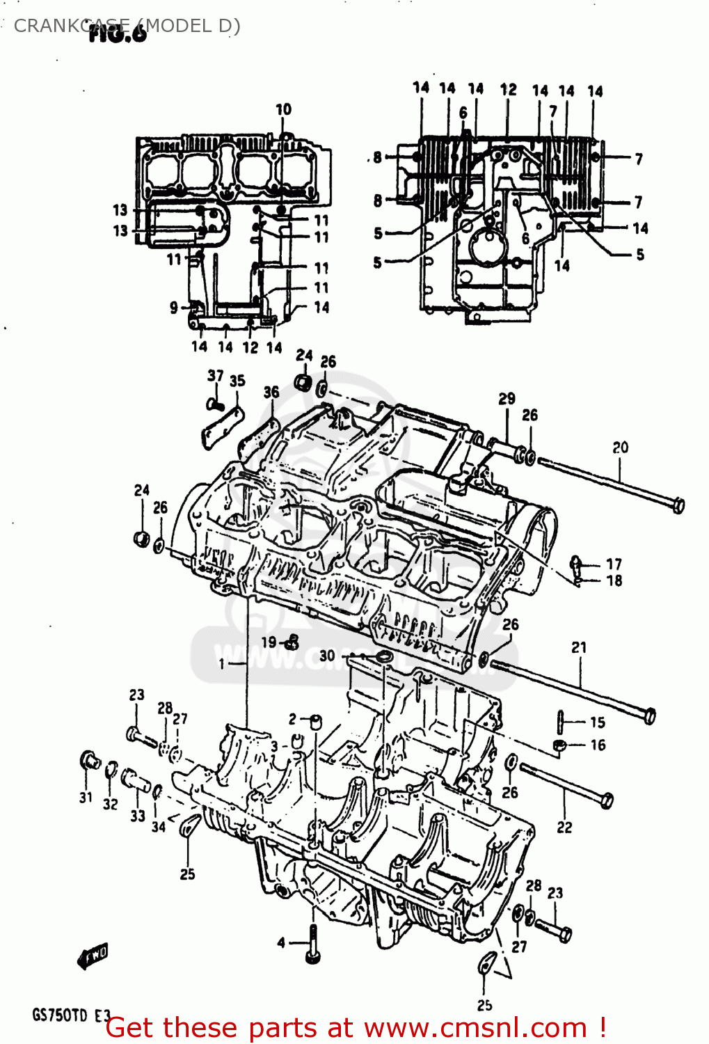 CRANKCASE (MODEL D) GS750T 1983 (D) USA (E03)