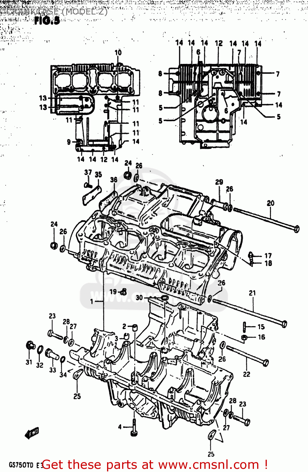 CRANKCASE (MODEL Z) GS750T 1983 (D) USA (E03)
