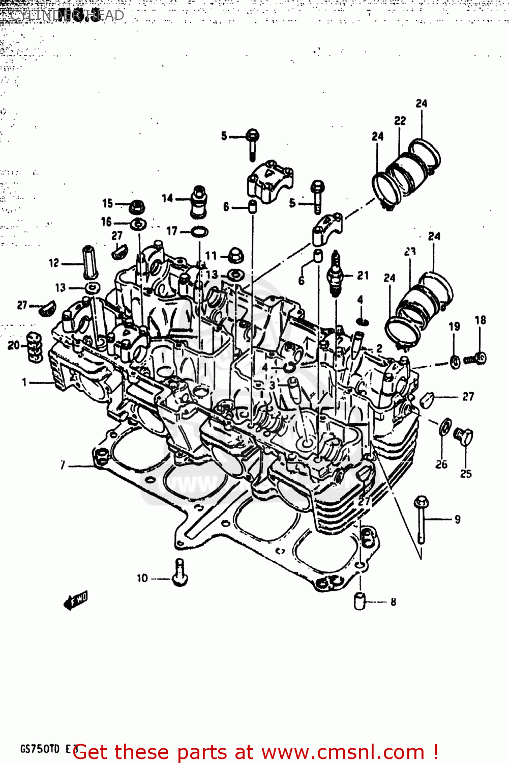 CYLINDER HEAD GS750T 1983 (D) USA (E03)
