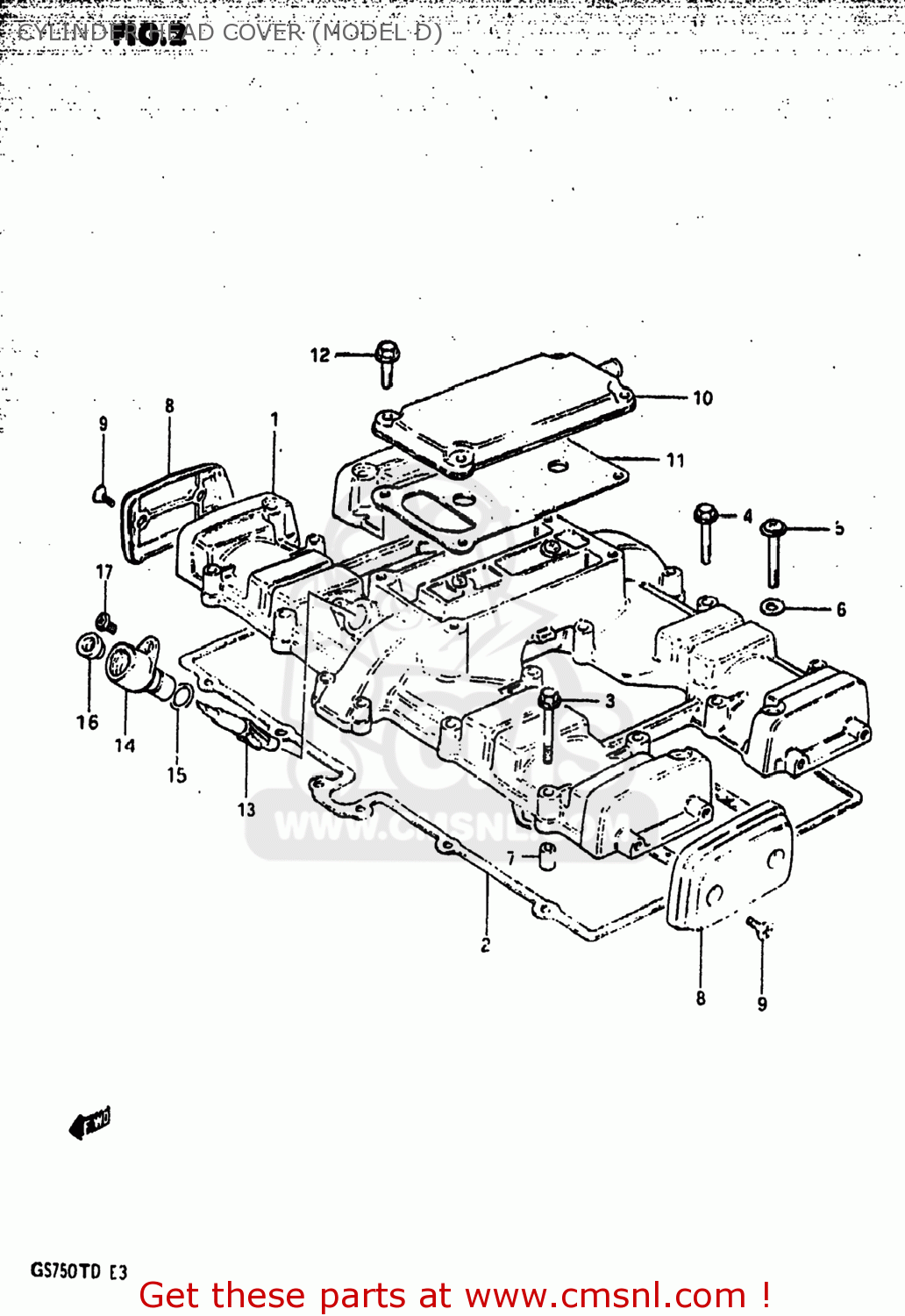CYLINDER HEAD COVER (MODEL D) GS750T 1983 (D) USA (E03)