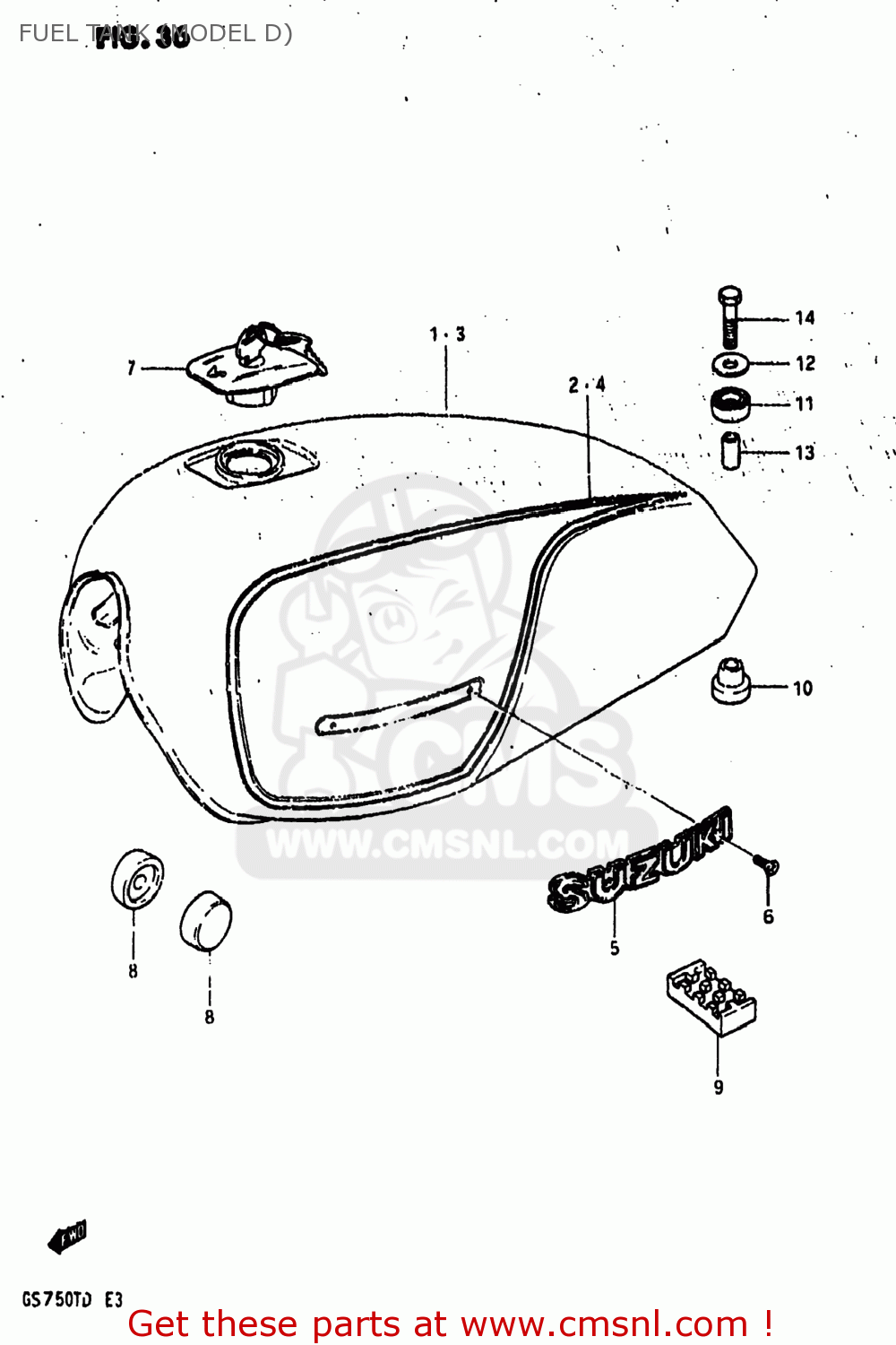 FUEL TANK (MODEL D) GS750T 1983 (D) USA (E03)
