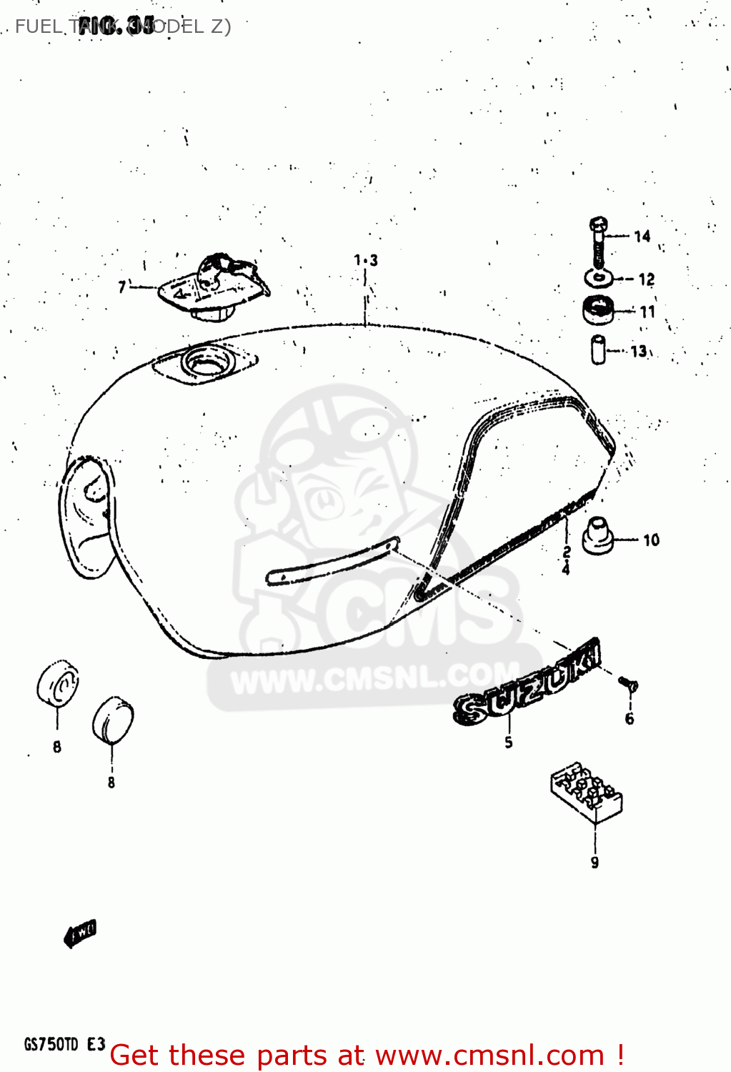 FUEL TANK (MODEL Z) GS750T 1983 (D) USA (E03)