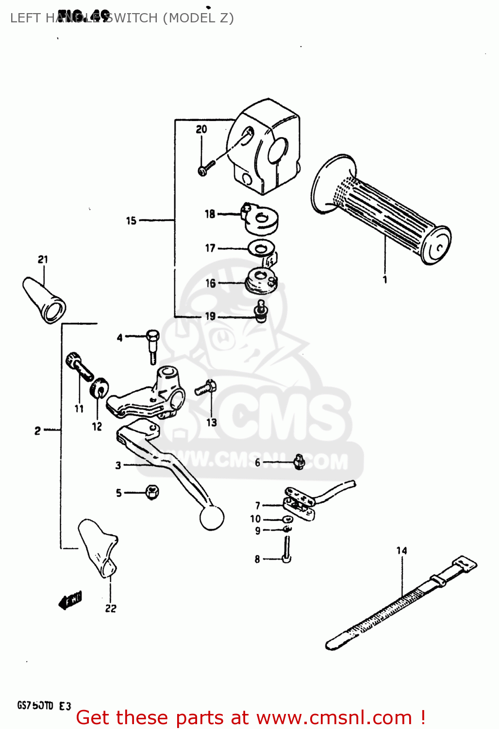 LEFT HANDLE SWITCH (MODEL Z) GS750T 1983 (D) USA (E03)