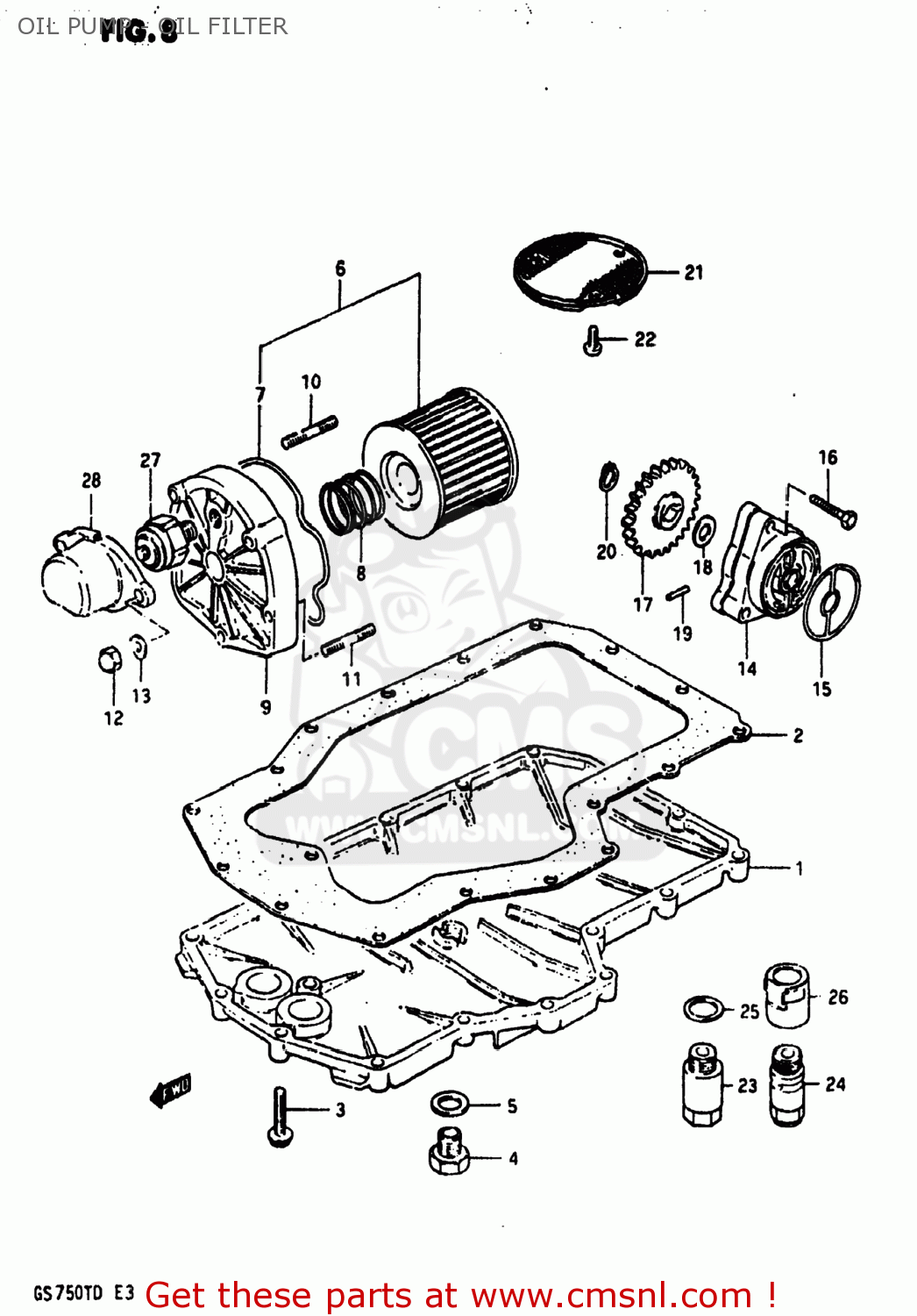 OIL PUMP - OIL FILTER GS750T 1983 (D) USA (E03)