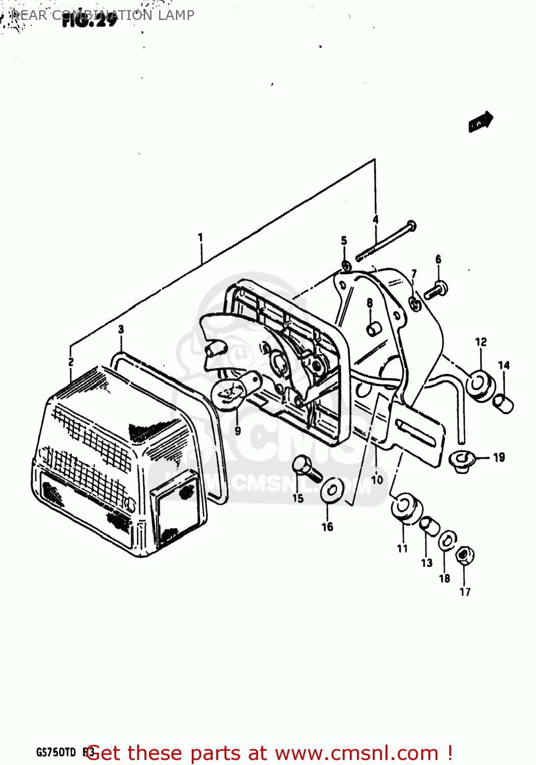 REAR COMBINATION LAMP GS750T 1983 (D) USA (E03)