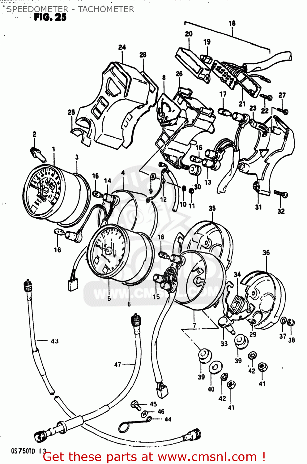 SPEEDOMETER - TACHOMETER GS750T 1983 (D) USA (E03)
