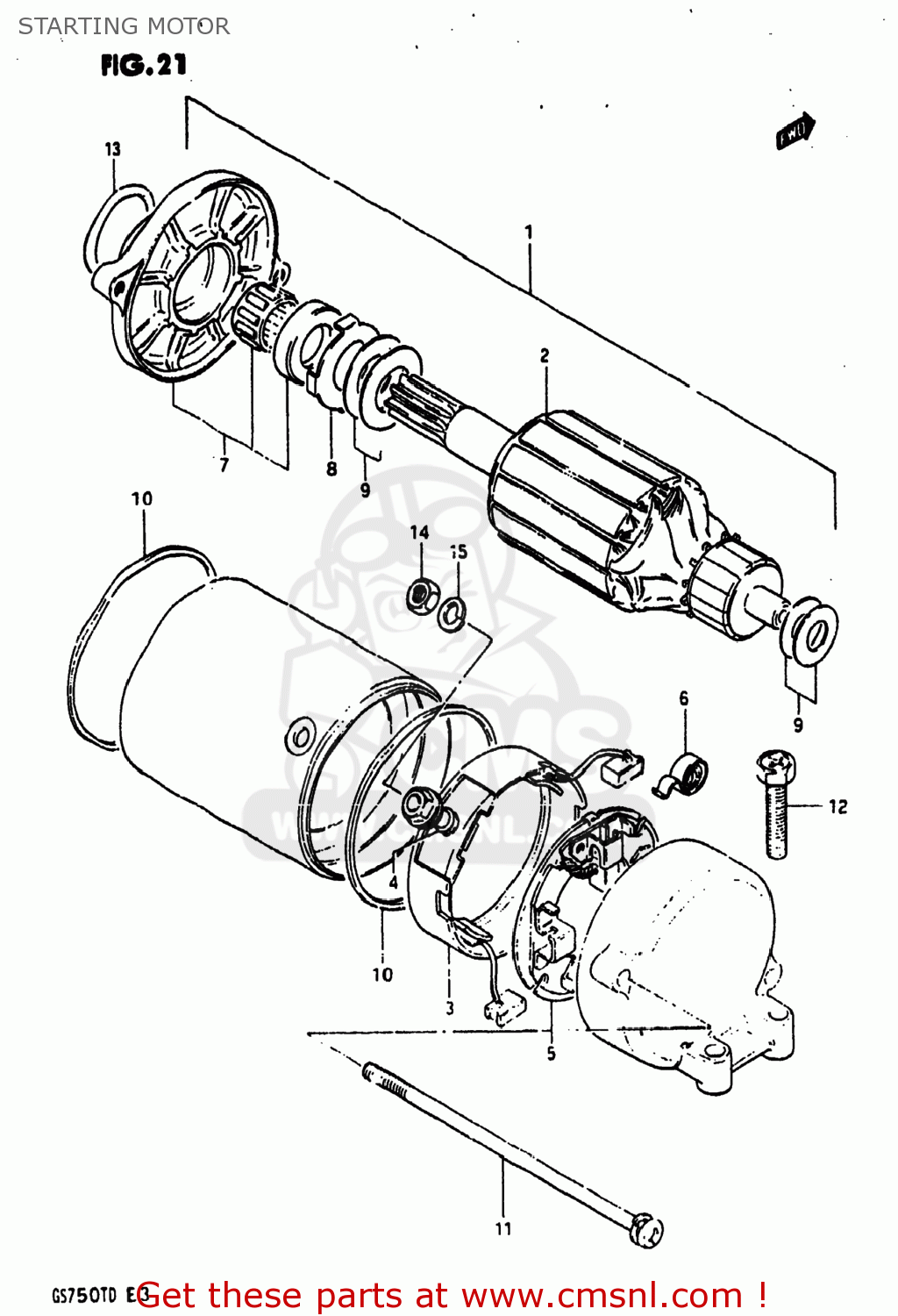 STARTING MOTOR GS750T 1983 (D) USA (E03)