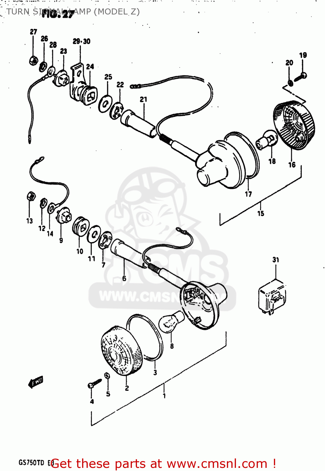 TURN SIGNAL LAMP (MODEL Z) GS750T 1983 (D) USA (E03)