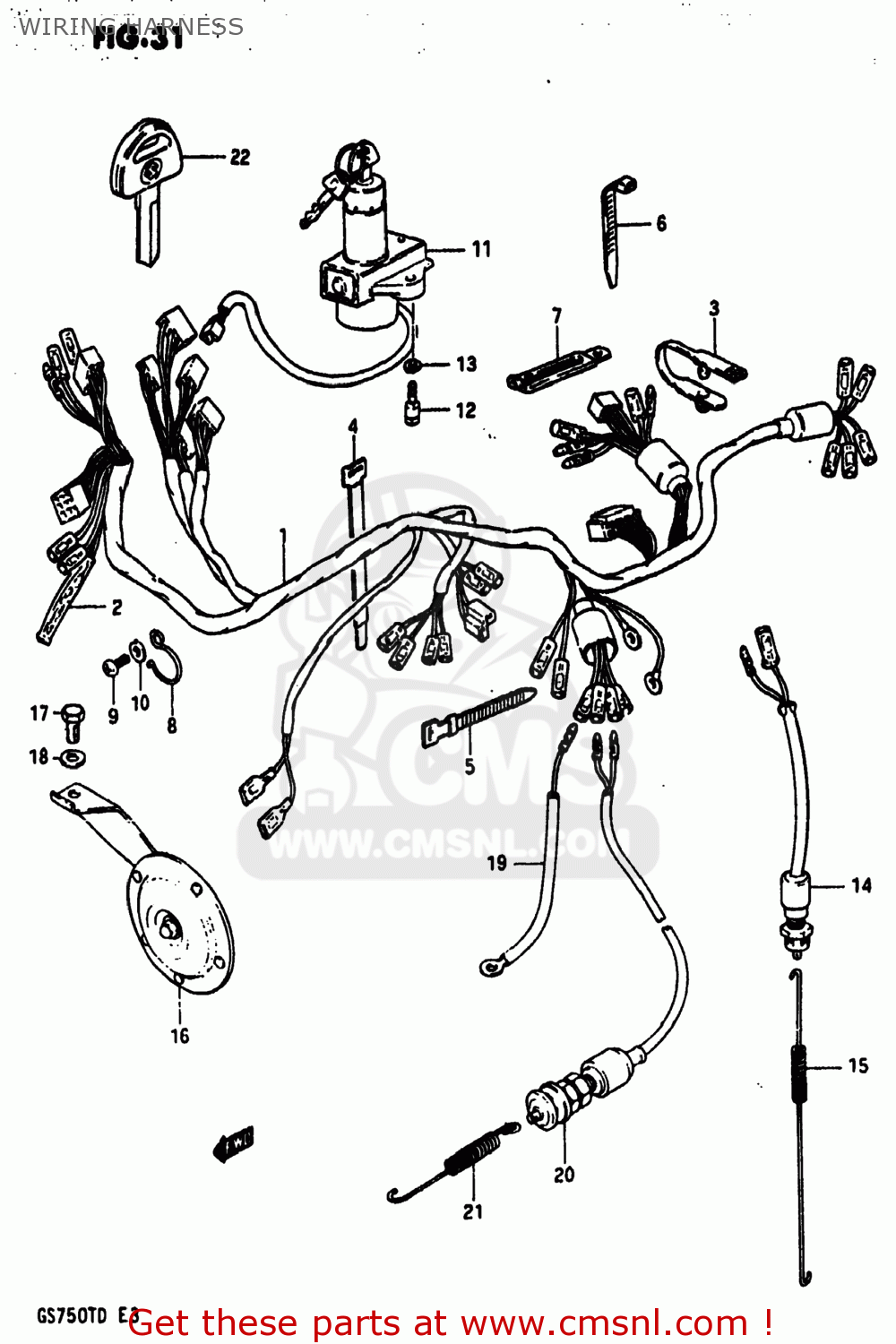 WIRING HARNESS GS750T 1983 (D) USA (E03)