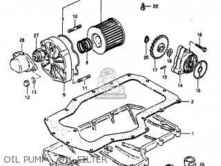 OIL PUMP - OIL FILTER - GS750T 1983 (D) USA (E03)