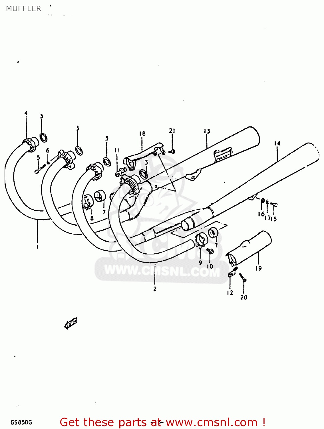 MUFFLER GS850 1986 (G) GENERAL EXPORT (E01)