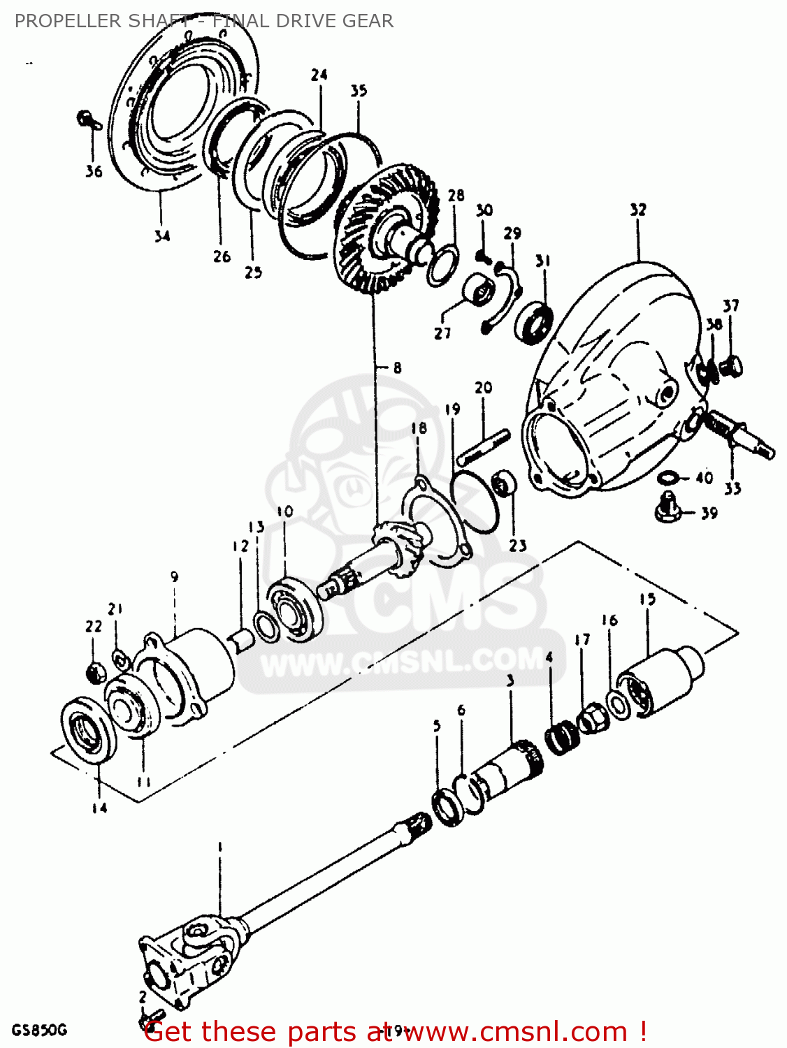 PROPELLER SHAFT - FINAL DRIVE GEAR GS850 1986 (G) GENERAL EXPORT (E01)