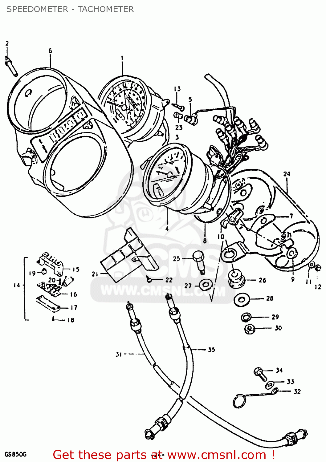 SPEEDOMETER - TACHOMETER GS850 1986 (G) GENERAL EXPORT (E01)