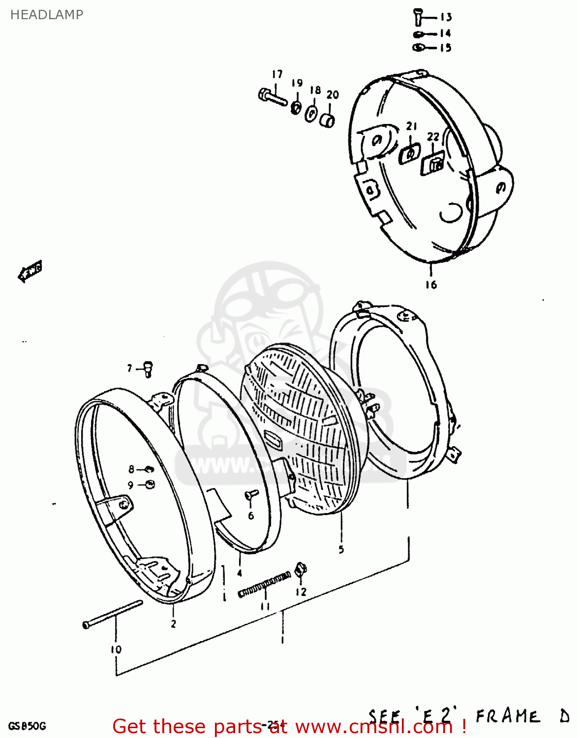 HEADLAMP GS850 1986 (G) GENERAL EXPORT (E01)