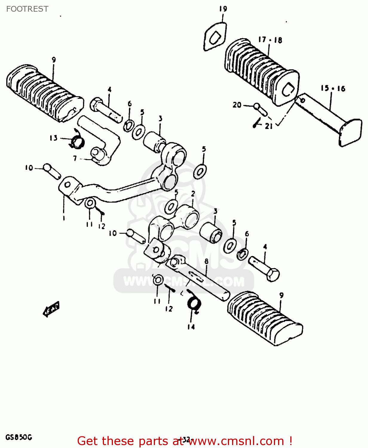 FOOTREST GS850 1986 (G) GENERAL EXPORT (E01)