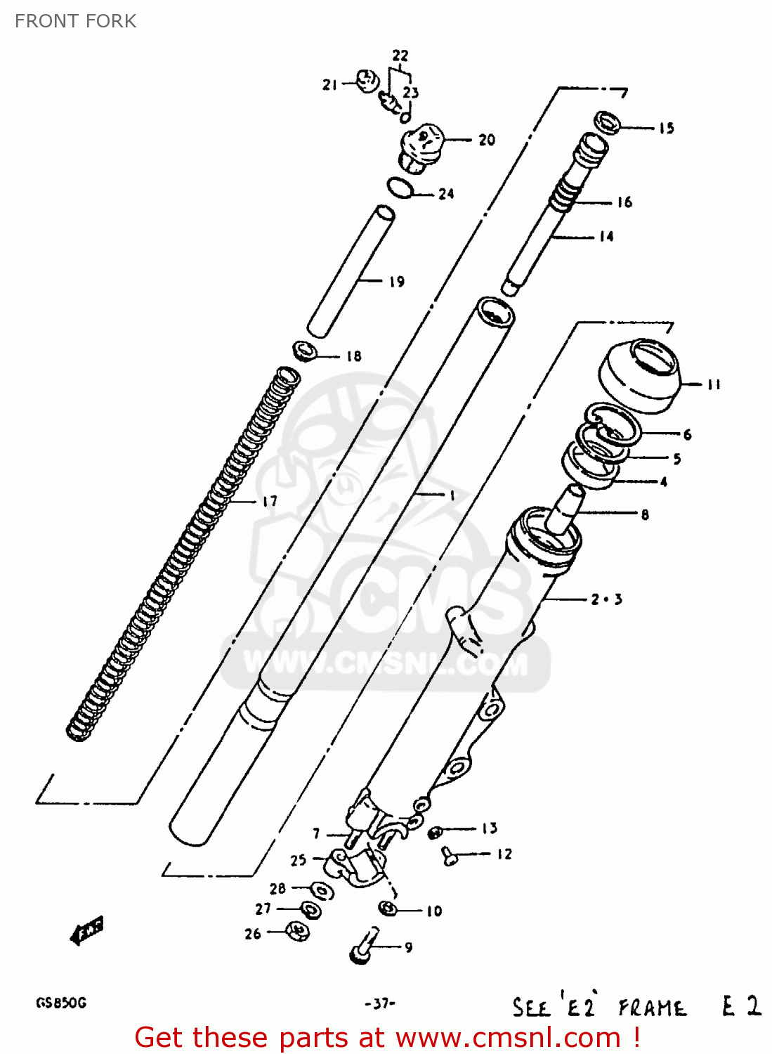 FRONT FORK GS850 1986 (G) GENERAL EXPORT (E01)
