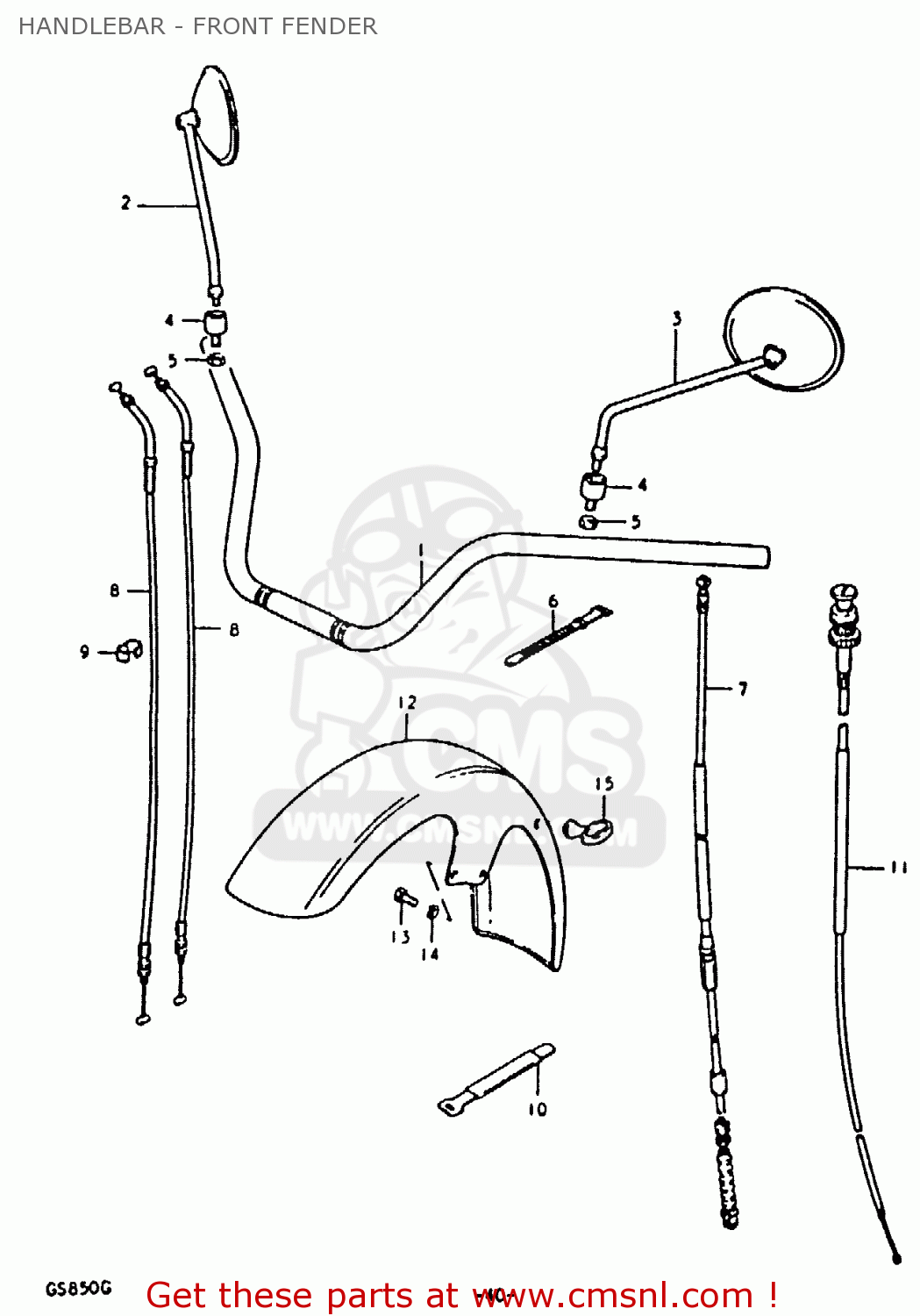 HANDLEBAR - FRONT FENDER GS850 1986 (G) GENERAL EXPORT (E01)