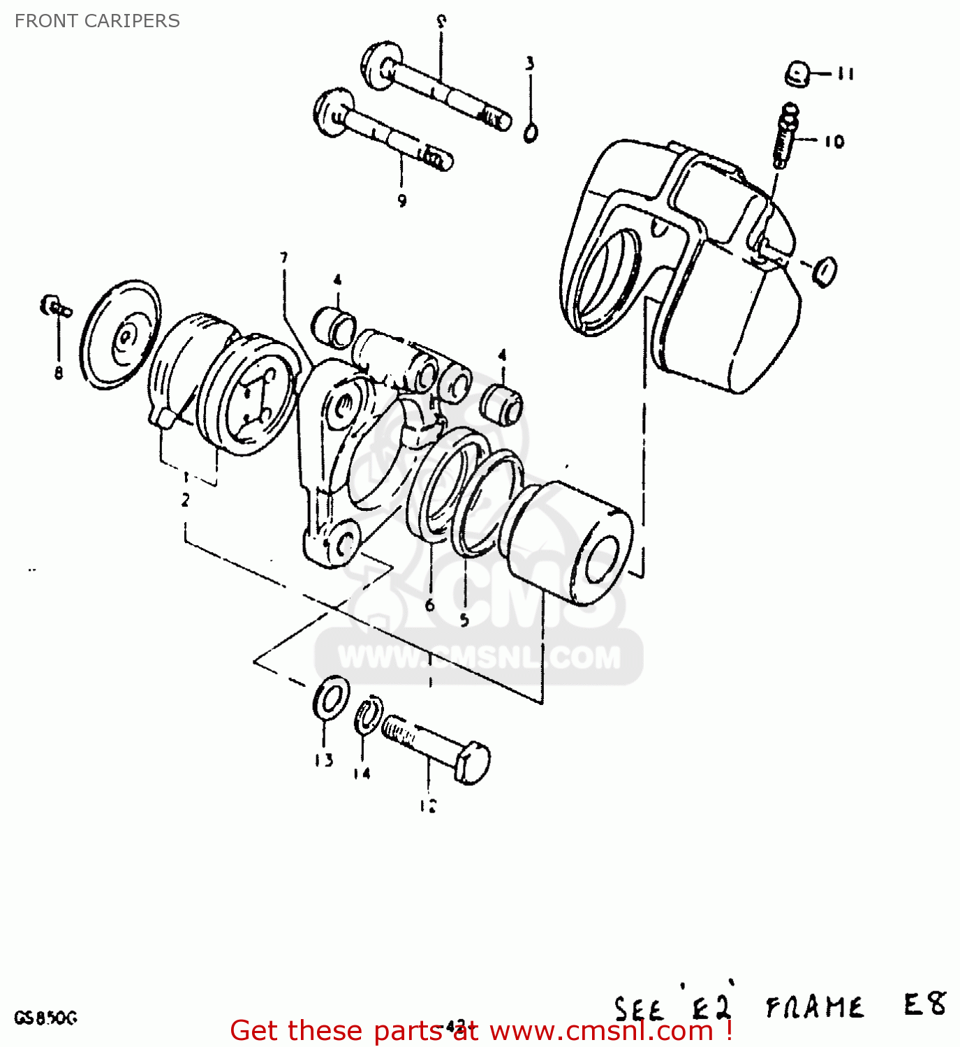 FRONT CARIPERS GS850 1986 (G) GENERAL EXPORT (E01)