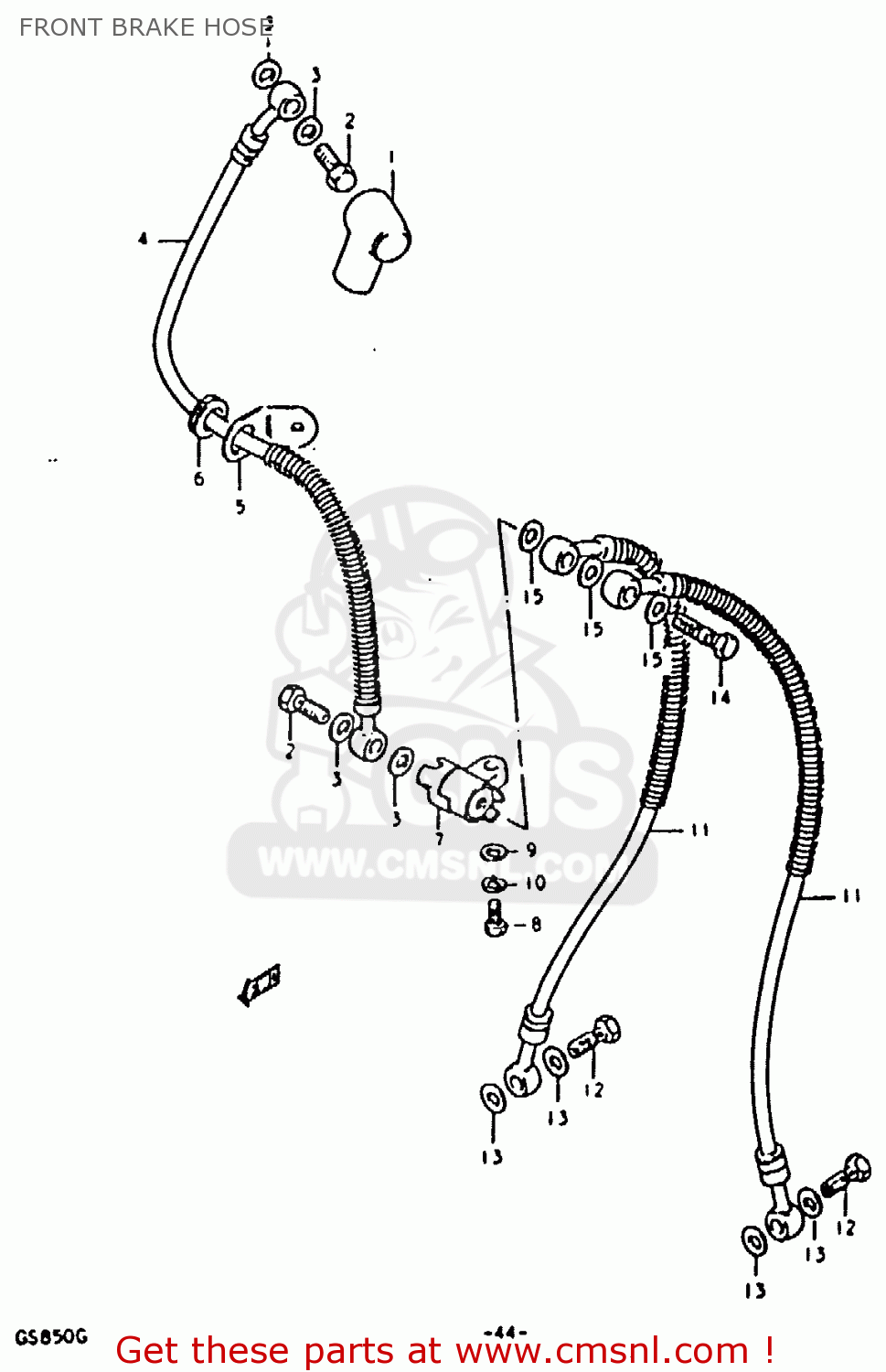 FRONT BRAKE HOSE GS850 1986 (G) GENERAL EXPORT (E01)