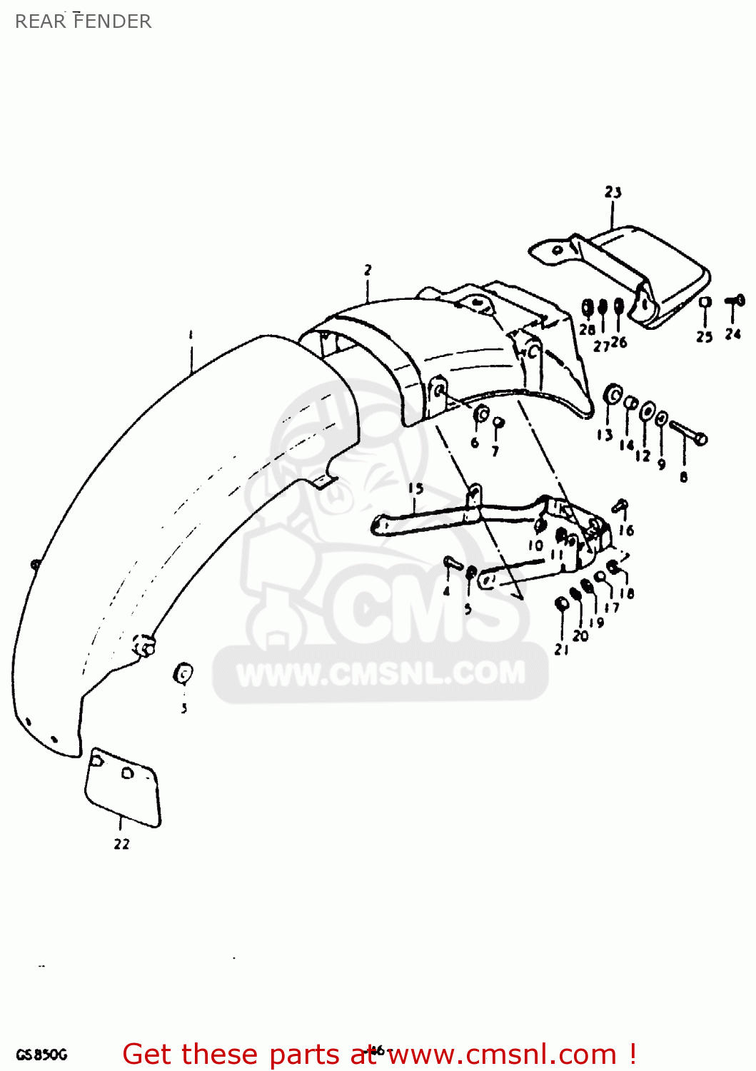 REAR FENDER GS850 1986 (G) GENERAL EXPORT (E01)