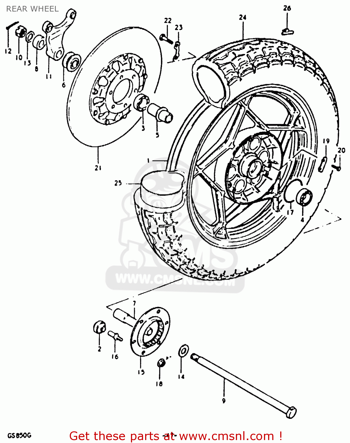 REAR WHEEL GS850 1986 (G) GENERAL EXPORT (E01)