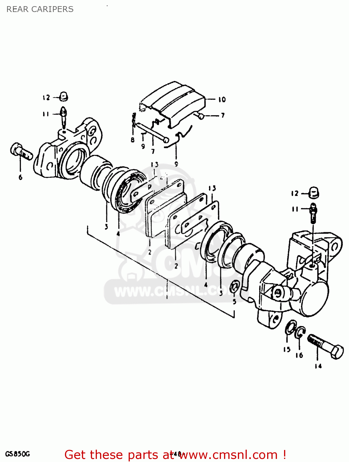 REAR CARIPERS GS850 1986 (G) GENERAL EXPORT (E01)