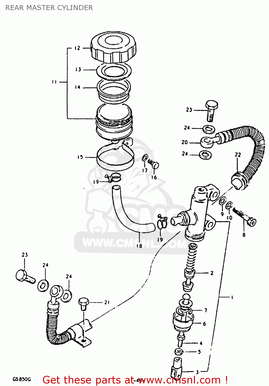 REAR MASTER CYLINDER GS850 1986 (G) GENERAL EXPORT (E01)