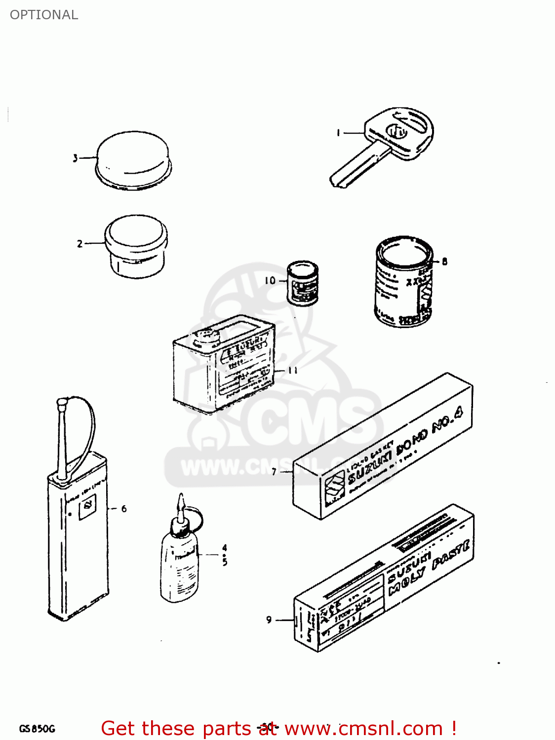 OPTIONAL GS850 1986 (G) GENERAL EXPORT (E01)